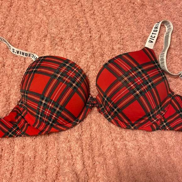 2pc set Victoria’s secret bra& panty plaid pattern holiday bra panty set 34B M - Picture 6 of 12